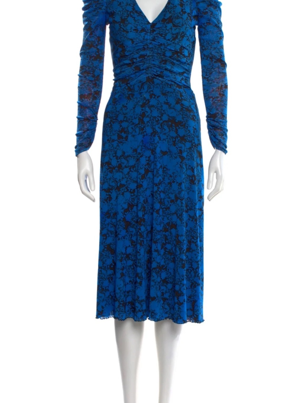 Diane von Furstenberg reversible Floral Long-Sleeve V-Neck Midi Dress